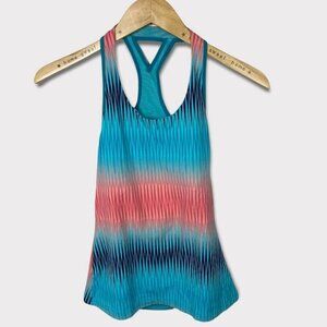 Lucy Blue Pink Tank Top Built In Bra Size Small Supportive Stretch Running Teal